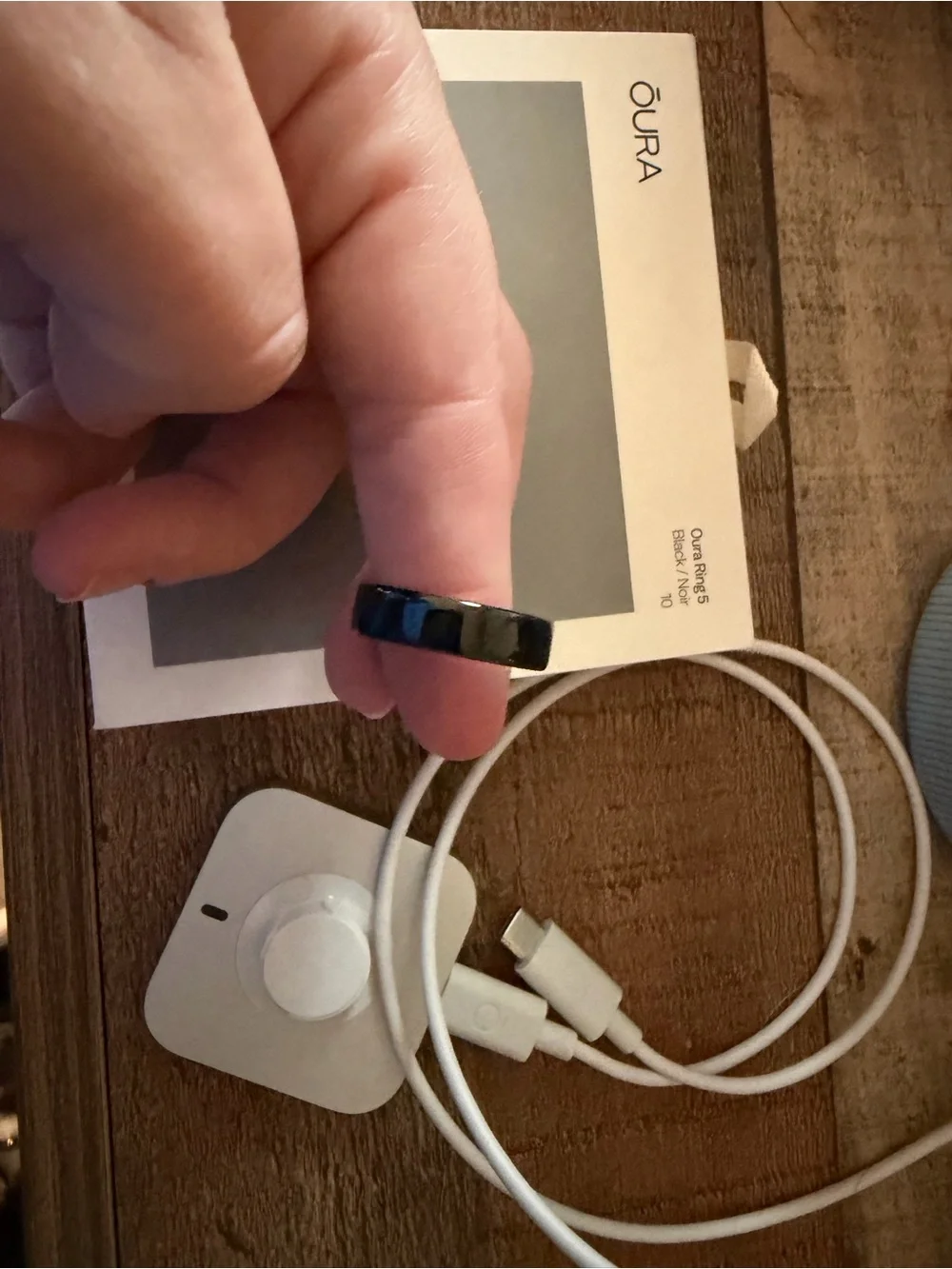 Oura Ring Black with White Charger and Cable